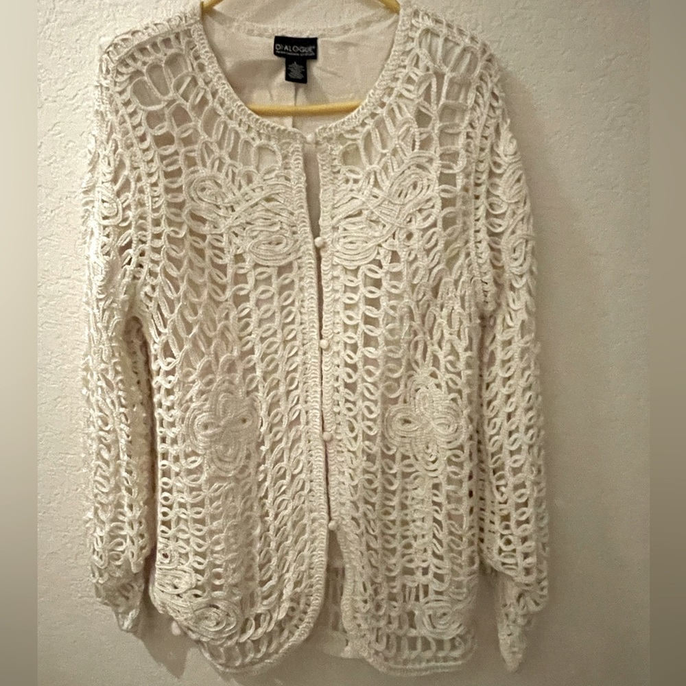 Dialogue lace‎ like macrame style lined jacket SzL